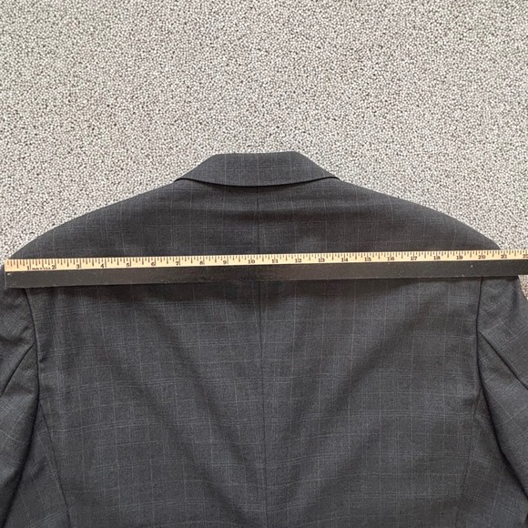 BOSS Hugo Boss Gray Suit 46R Plaid Wool Model Sigma Einstein 36W Academia Retro - Picture 13 of 16